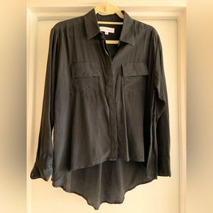 Black Silk Long Sleeve Amanda Uprichard Button Down Blouse
